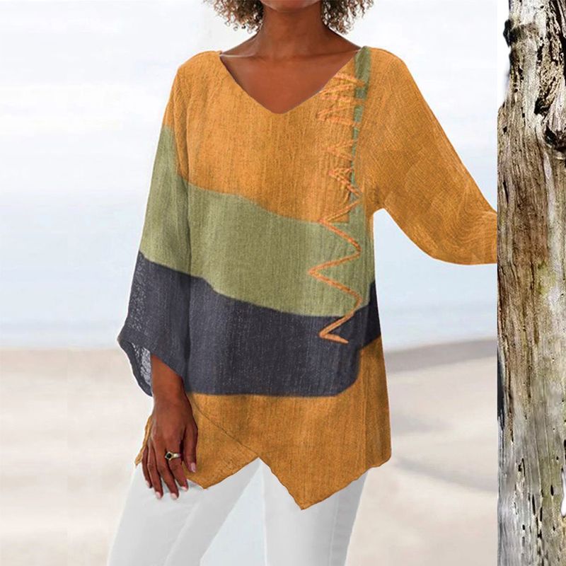 THE HELENE | V-NECK COLOUR BLOCK TOP