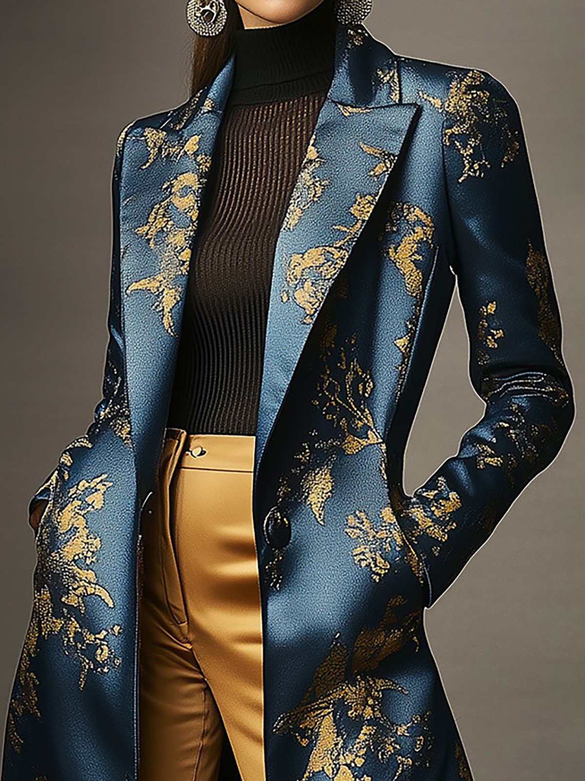 THE GOLDEN TWILIGHT | FLORAL SATIN OVERCOAT