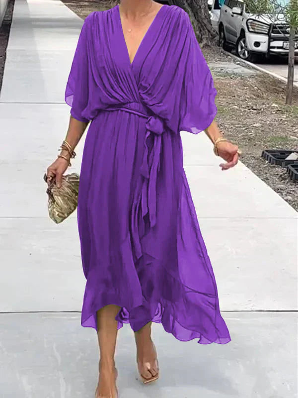 THE MARISSA | SILK MUSLIN V-NECK DRESS