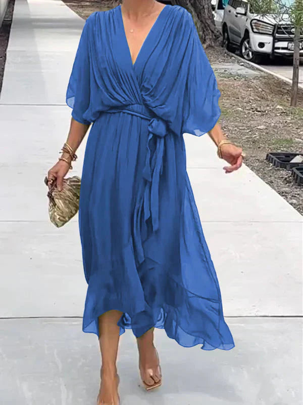 THE MARISSA | SILK MUSLIN V-NECK DRESS