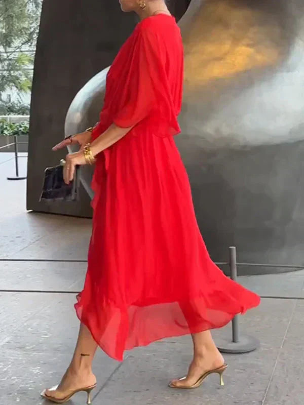 THE MARISSA | SILK MUSLIN V-NECK DRESS