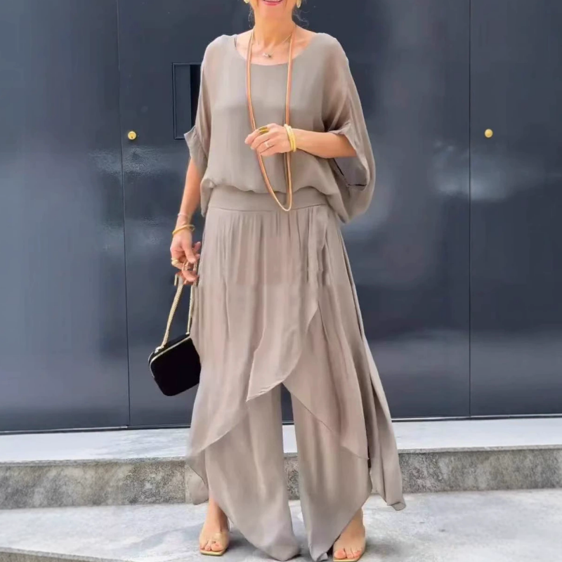 THE AVA | CHIFFON TWO-PIECE WIDE LEG SET