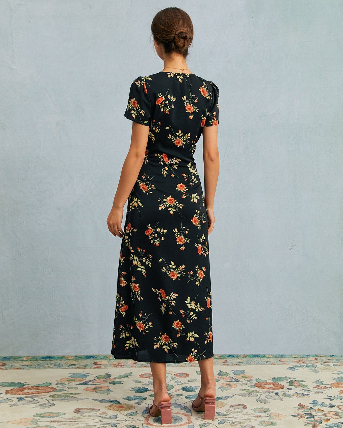 THE LILITH | FLORAL V-NECK MAXI DRESS