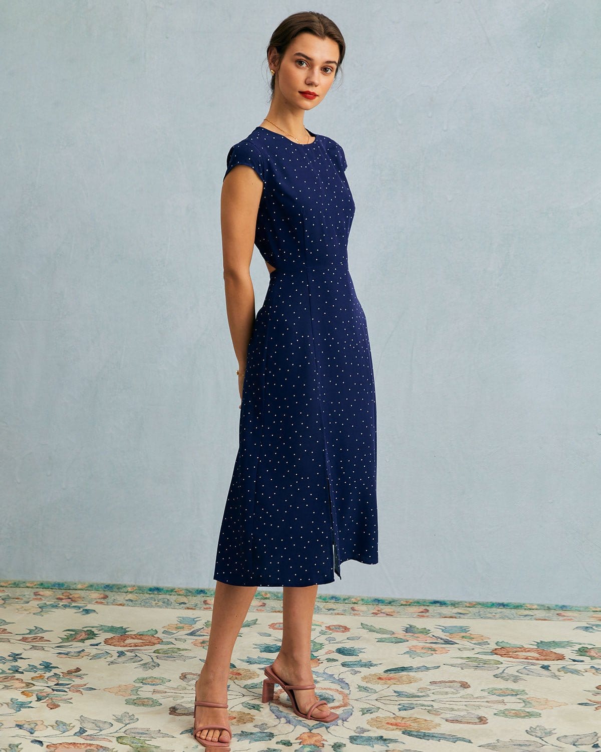THE ELISE | POLKA DOT CUTOUT MIDI
