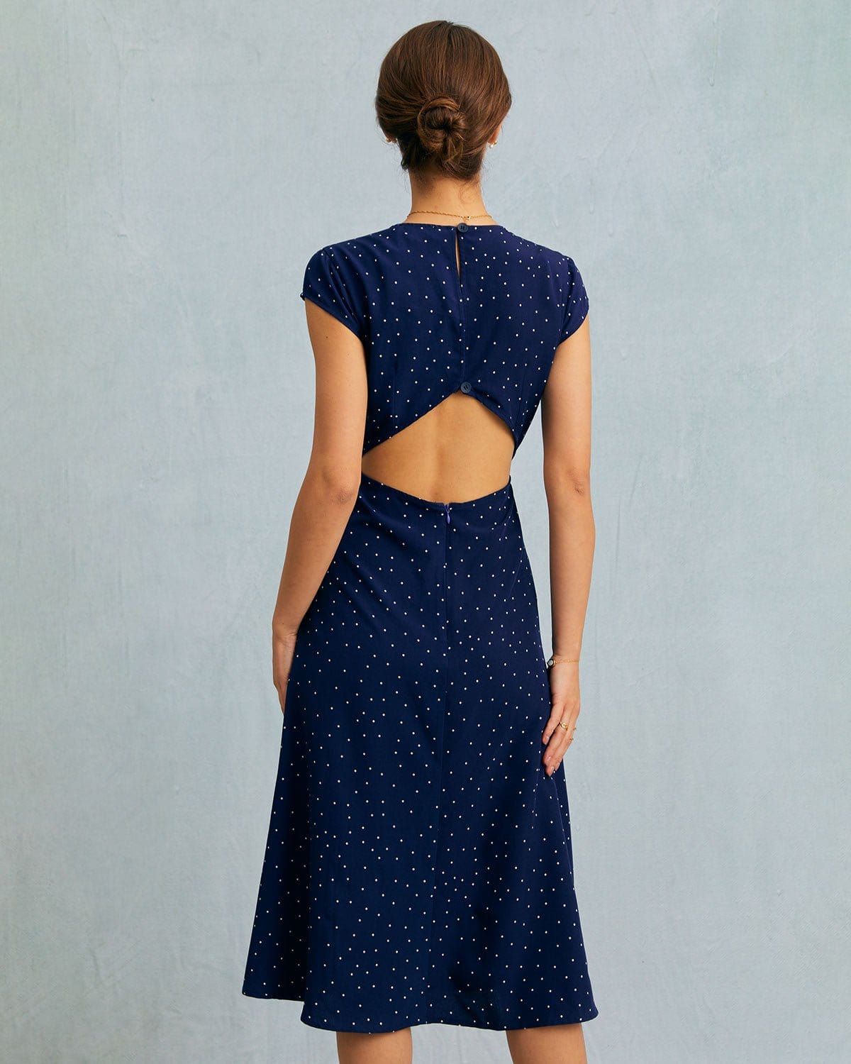 THE ELISE | POLKA DOT CUTOUT MIDI
