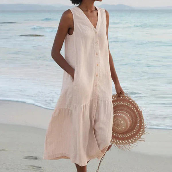 THE ELANORA | SLEEVELESS LINEN SHIRT DRESS