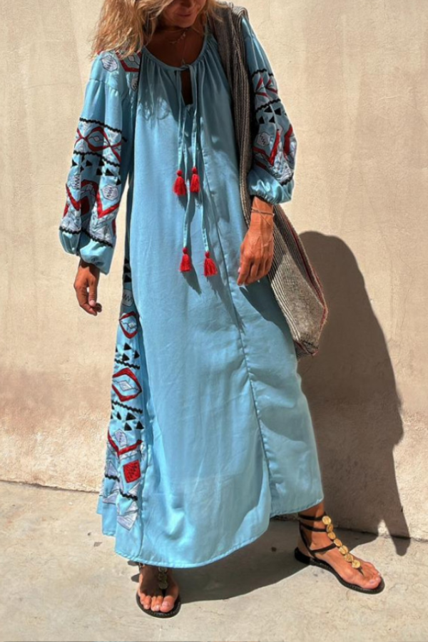 THE DANA | ETHNIC RETRO PRINT LONG SKIRT