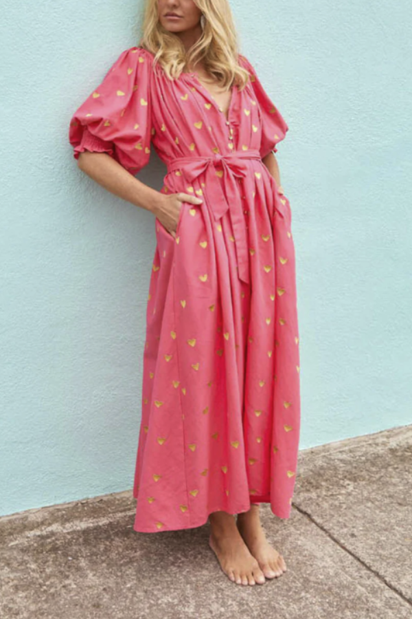 THE KERRY | CARDIGAN SHORT-SLEEVED LONG DRESS