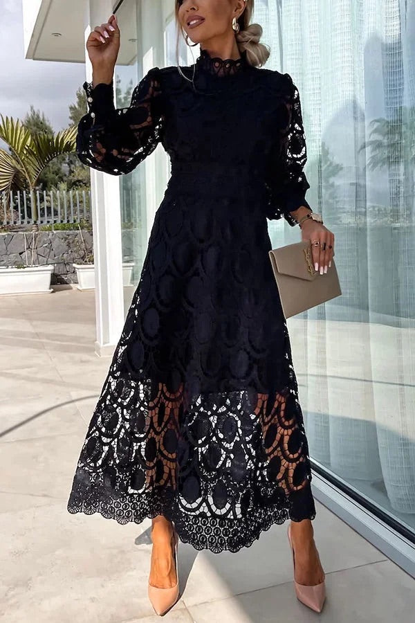 THE AMARIS | CROCHET LACE MIDI DRESS