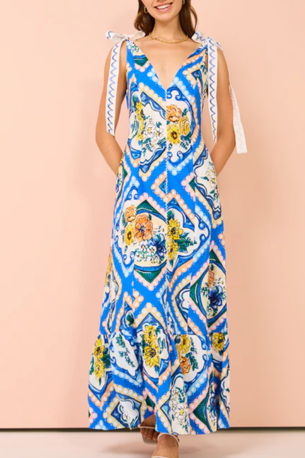 THE DALE | TIE SHOULDER MAXI DRESS