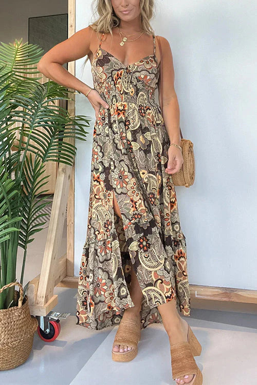 THE LYNN | LACE-UP SLIT MAXI CAMI DRESS