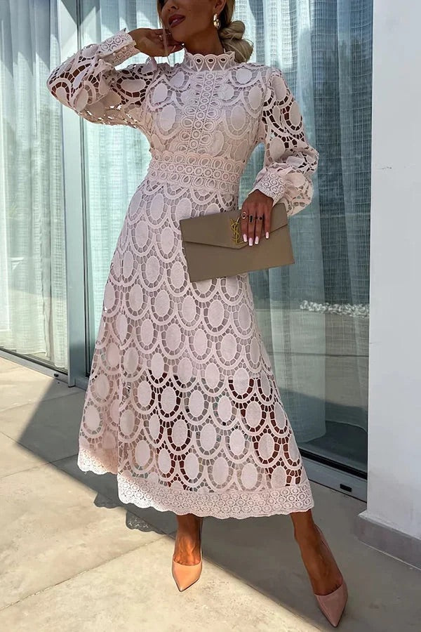 THE AMARIS | CROCHET LACE MIDI DRESS