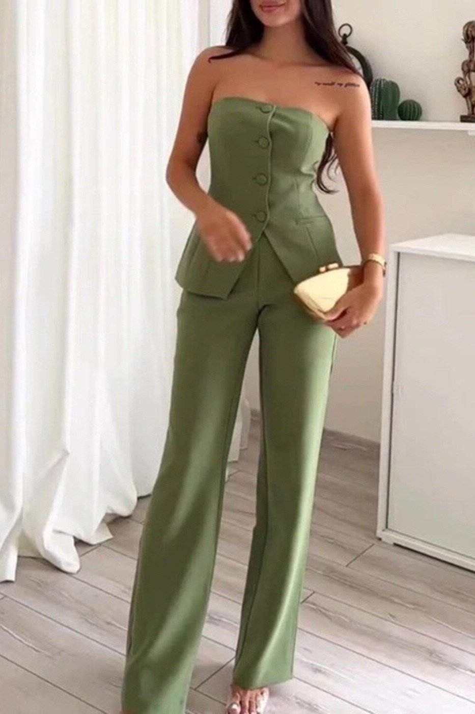 THE BRIA | STRAPLESS BUTTONED TWO-PIECE ENSEMBLE