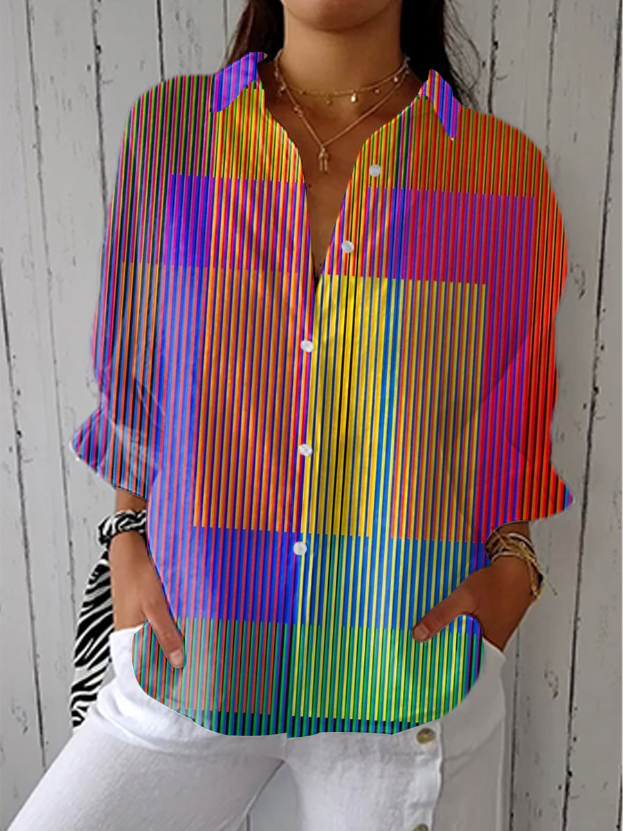 THE ALVINA | ABSTRACT ART LINEN SHIRT