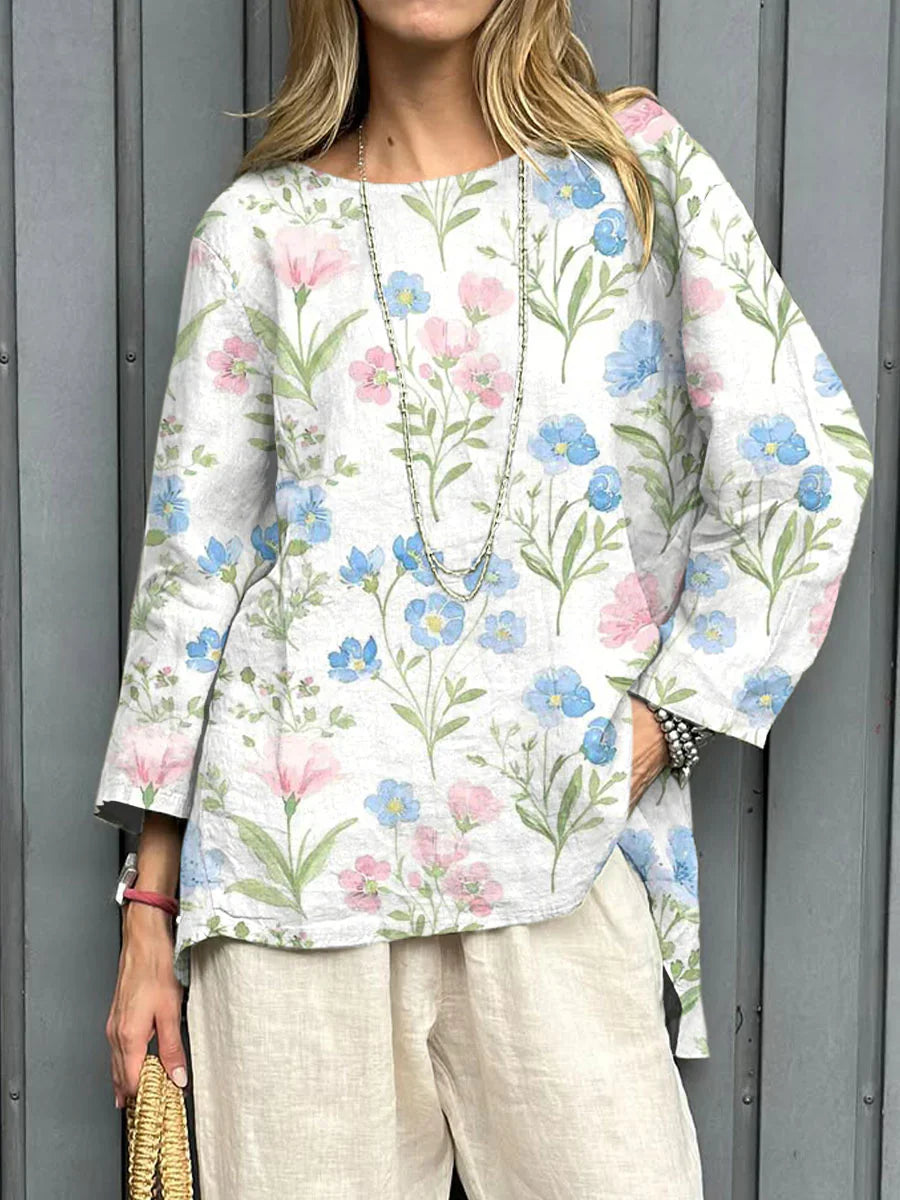 THE MARISSA | VINTAGE FLORAL LINEN SHIRT