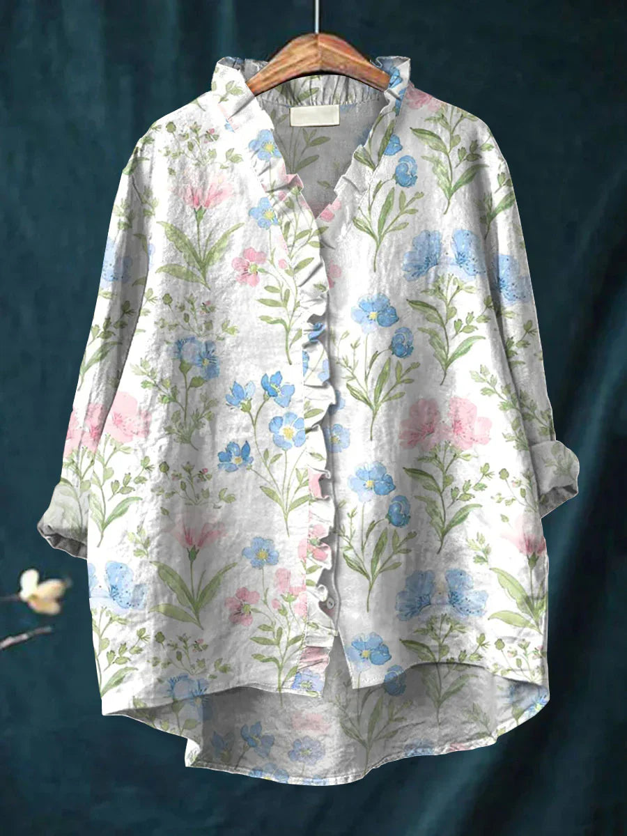 THE MARISSA | VINTAGE FLORAL LINEN SHIRT