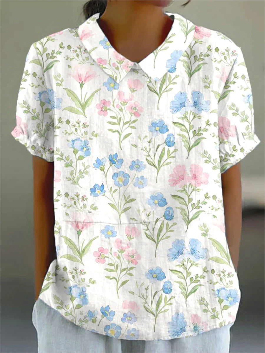 THE MARISSA | VINTAGE FLORAL LINEN SHIRT