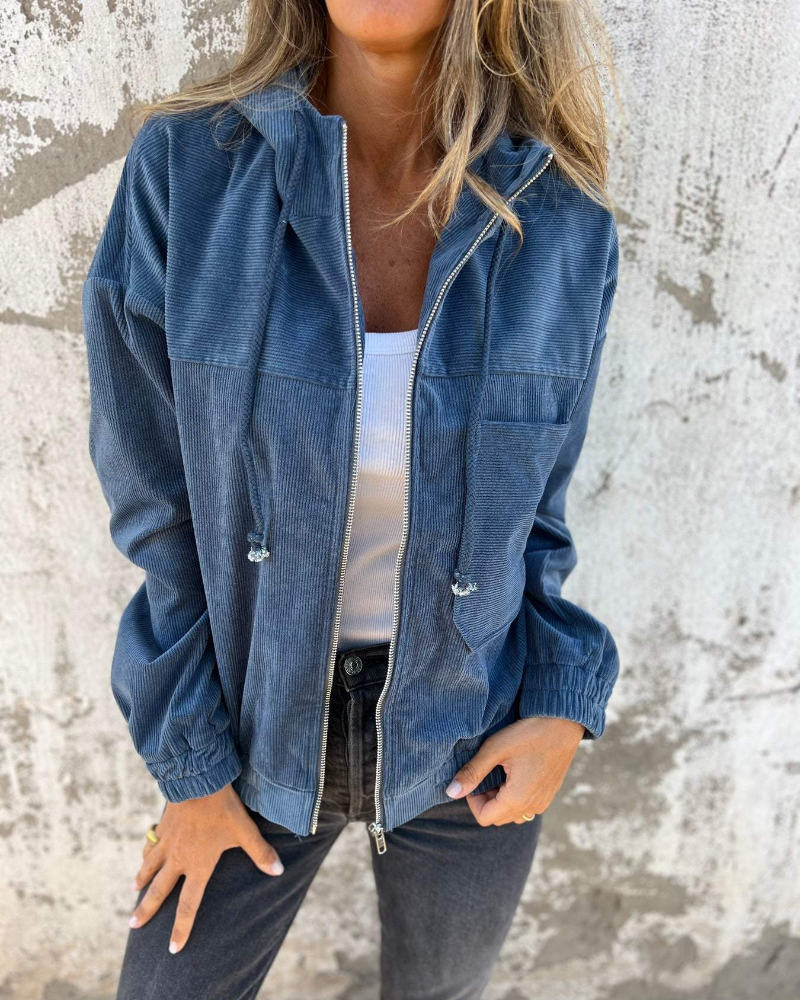 THE ELLA | CORDUROY ZIP HOODED JACKET