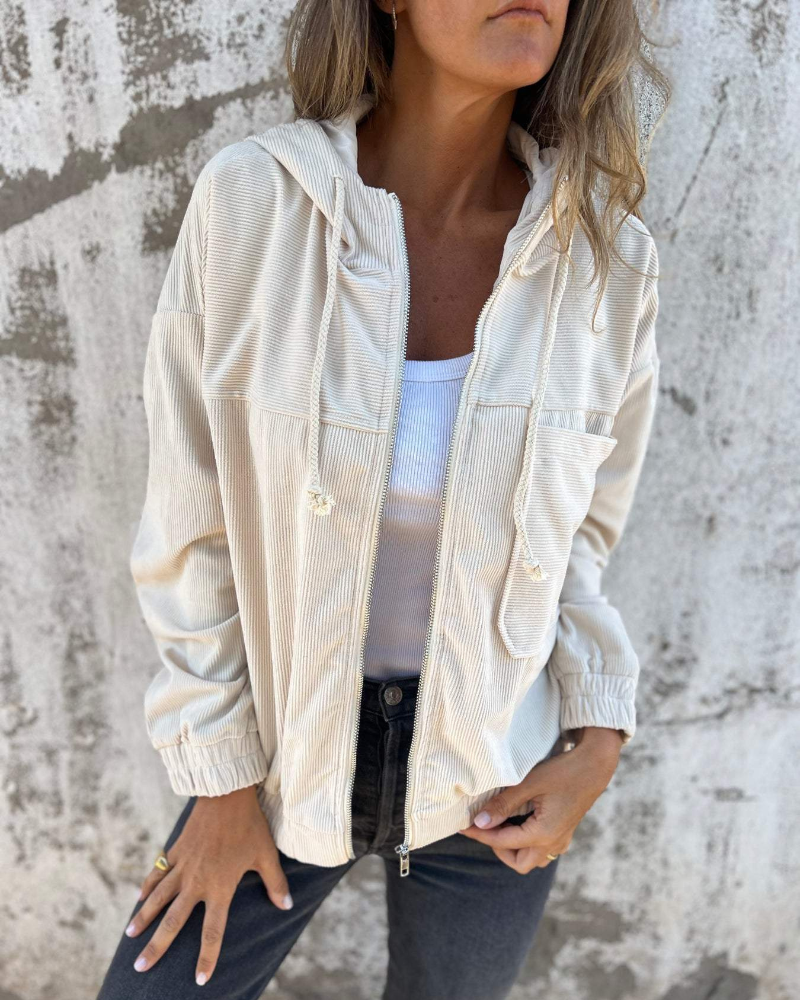 THE ELLA | CORDUROY ZIP HOODED JACKET