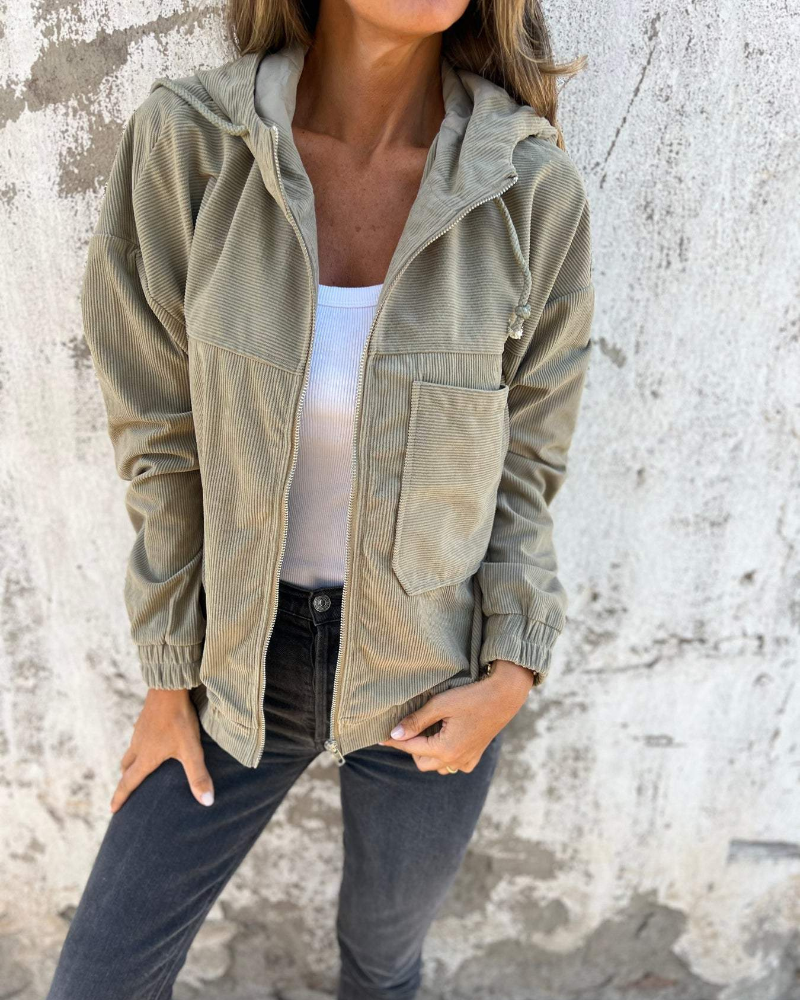 THE ELLA | CORDUROY ZIP HOODED JACKET