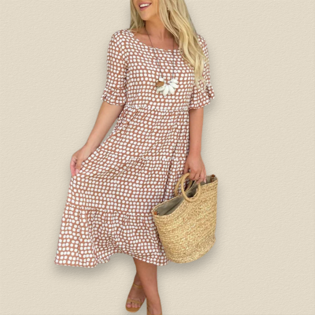 THE SERENE | RUFFLE-SLEEVE MIDI DRESS