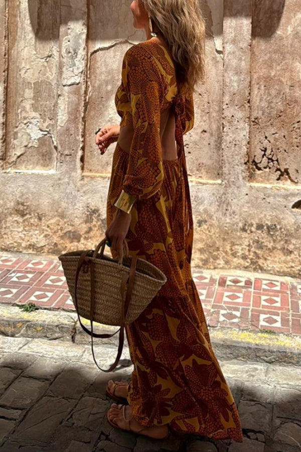 THE JULIA | CUTOUT WAIST LONG SLEEVE MAXI DRESS