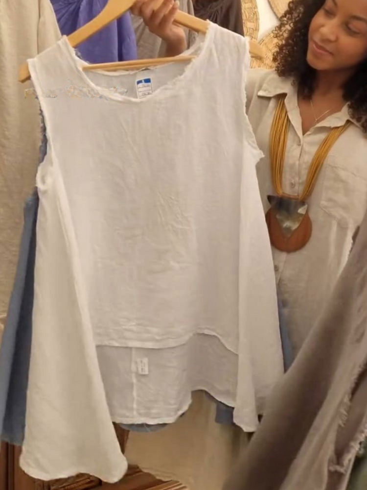 THE LIVINE | RELAXED LINEN SLEEVELESS TOP