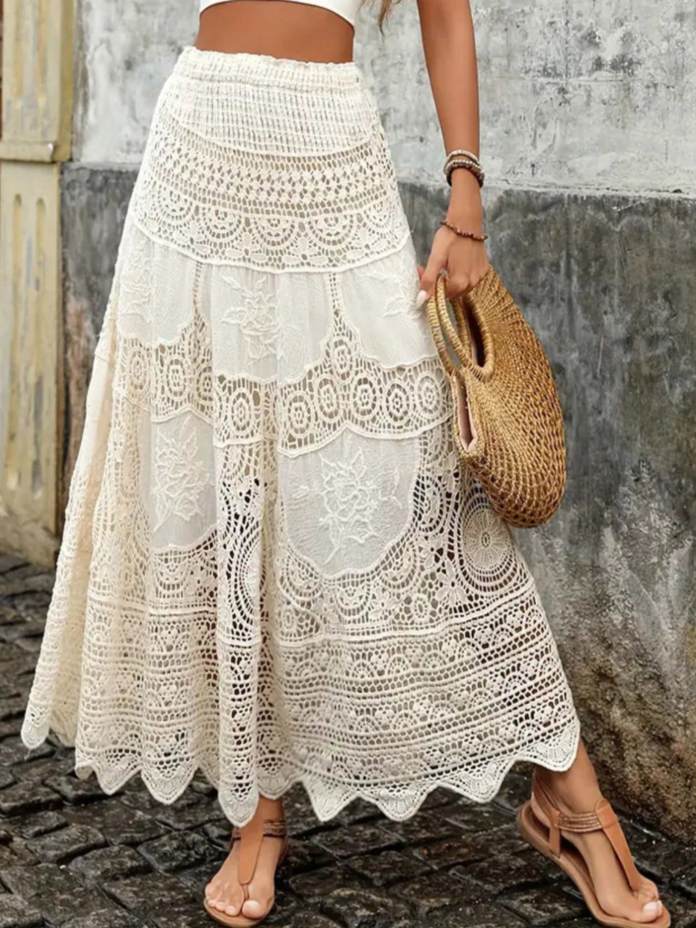 THE EVARA | VINTAGE KNIT COTTON FLARE SKIRT
