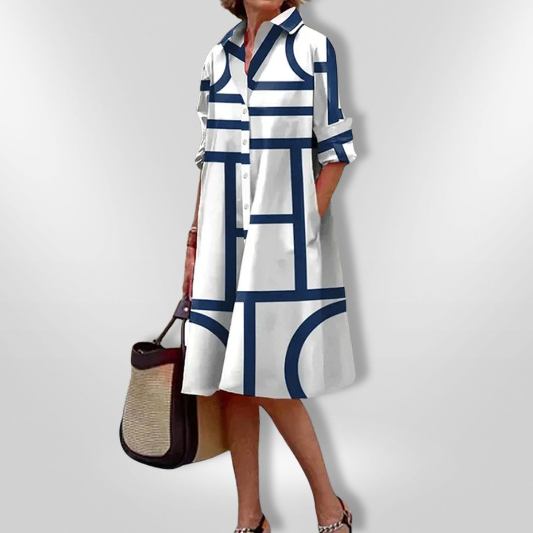 THE MARCELLIA | CHIC PRINT FLOWY SHIRT DRESS