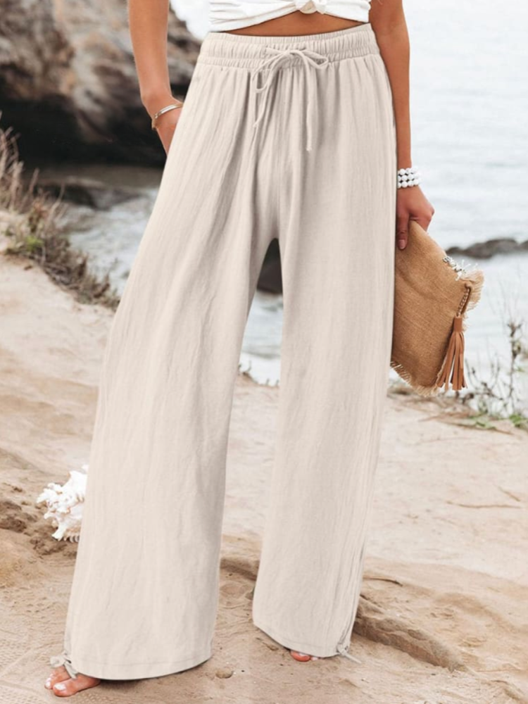 THE MAELYN | COTTON & LINEN WIDE LEG CASUAL PANTS