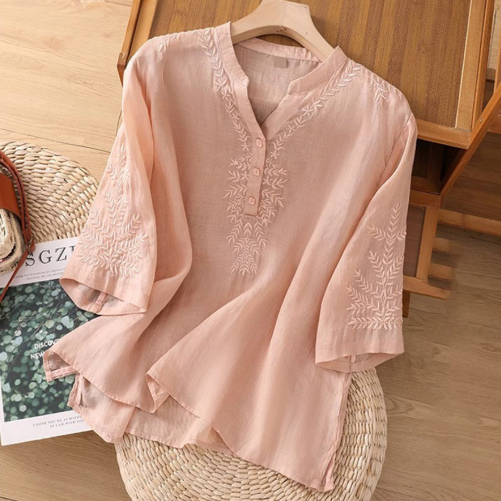THE MAIREN | EMBROIDERED LINEN BLOUSE