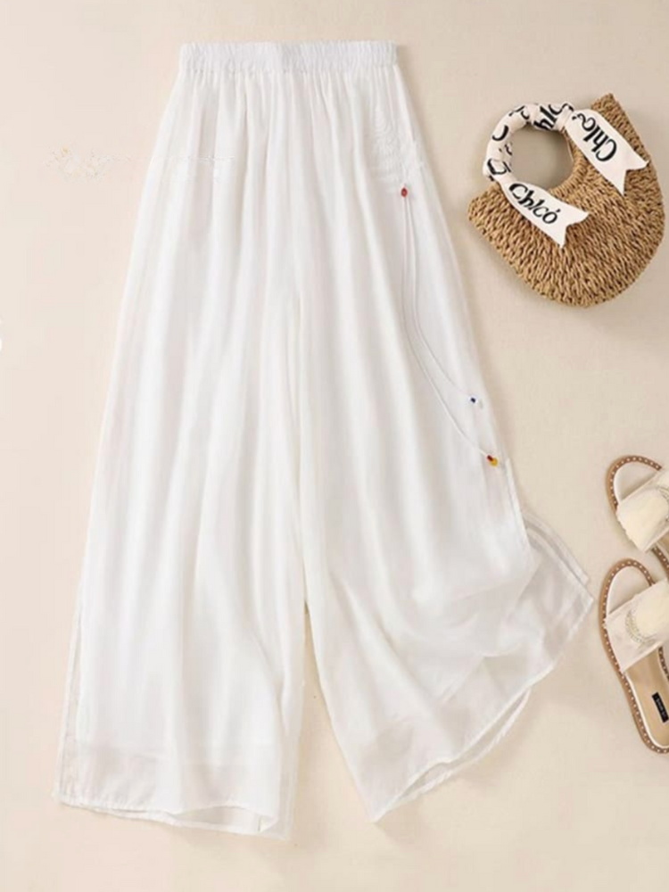 THE ELIANA | EMBROIDERED DOUBLE LAYER SLIT CULOTTES