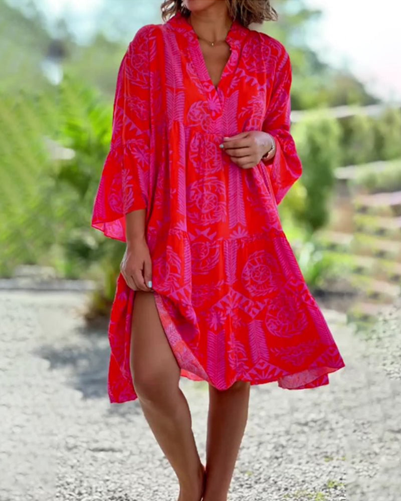 THE AYLA | BOHO GEOMETRIC PRINT DRESS