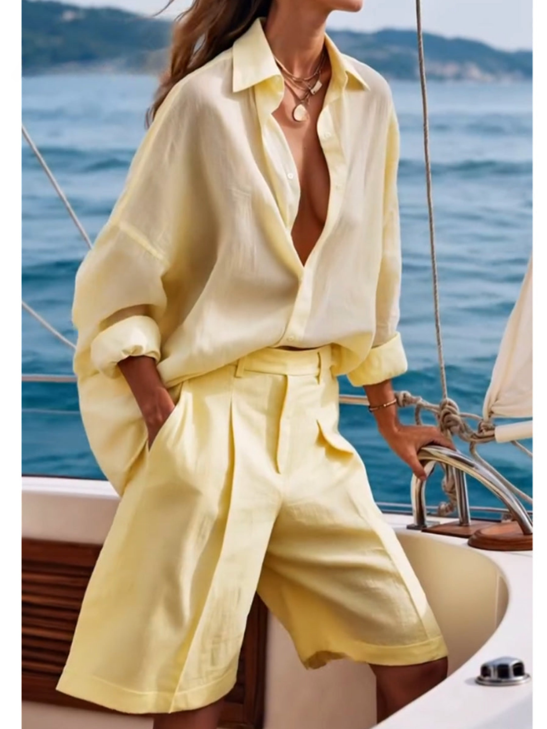THE MARISE | COTTON-LINEN CASUAL SHIRT & PANTS SET