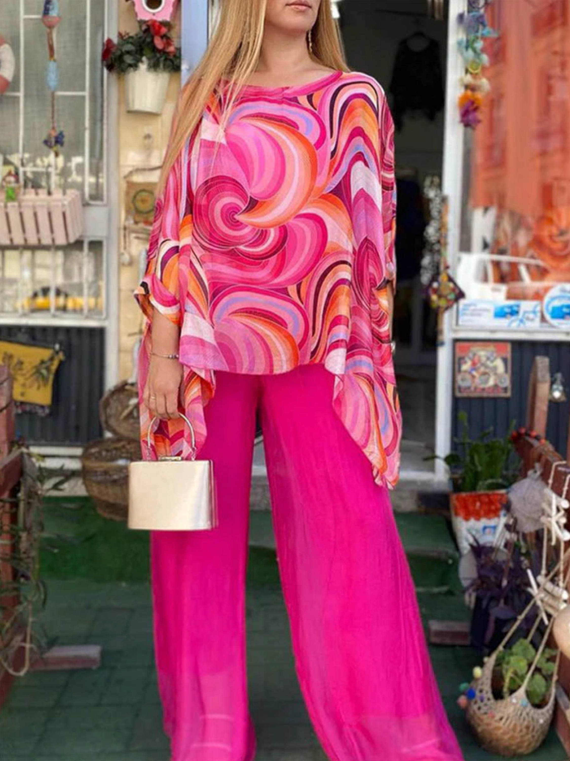 THE LUNARA | ABSTRACT PRINT CHIFFON TWO-PIECE SET