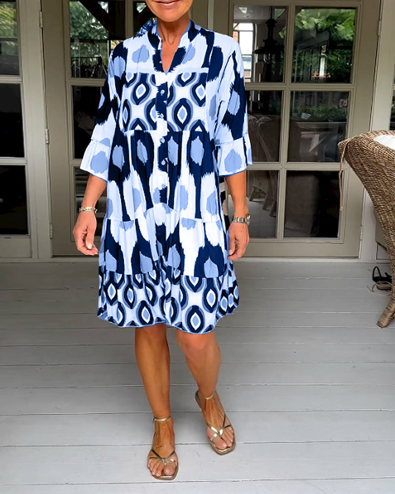 THE LIA | PRINTED 3/4 SLEEVE DRESS