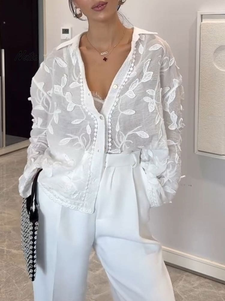 THE ROSALIE | 3D EMBROIDERY COTTON-LINEN SHIRT