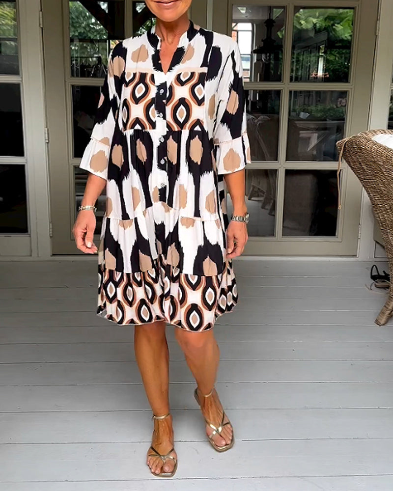 THE LIA | PRINTED 3/4 SLEEVE DRESS