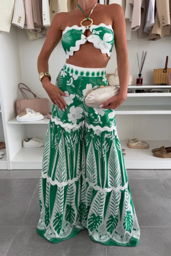 THE CASSIA | PRINTED HALTER & WIDE LEG SET
