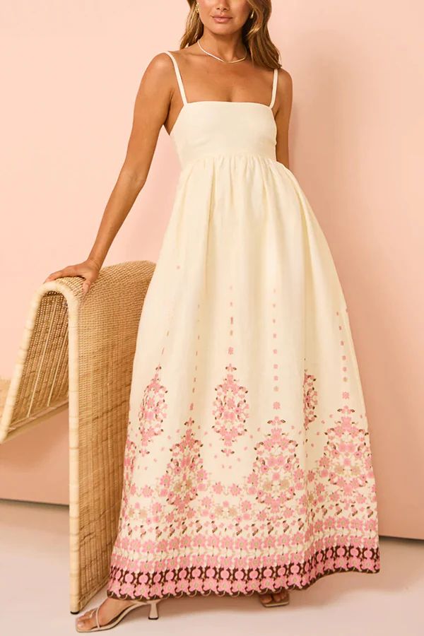 THE DAWN | LINEN BLEND POCKETED STRAP LOOSE MAXI DRESS