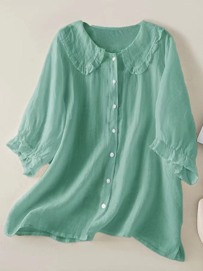 THE ELOISE | PETER PAN COLLAR COTTON SHIRT