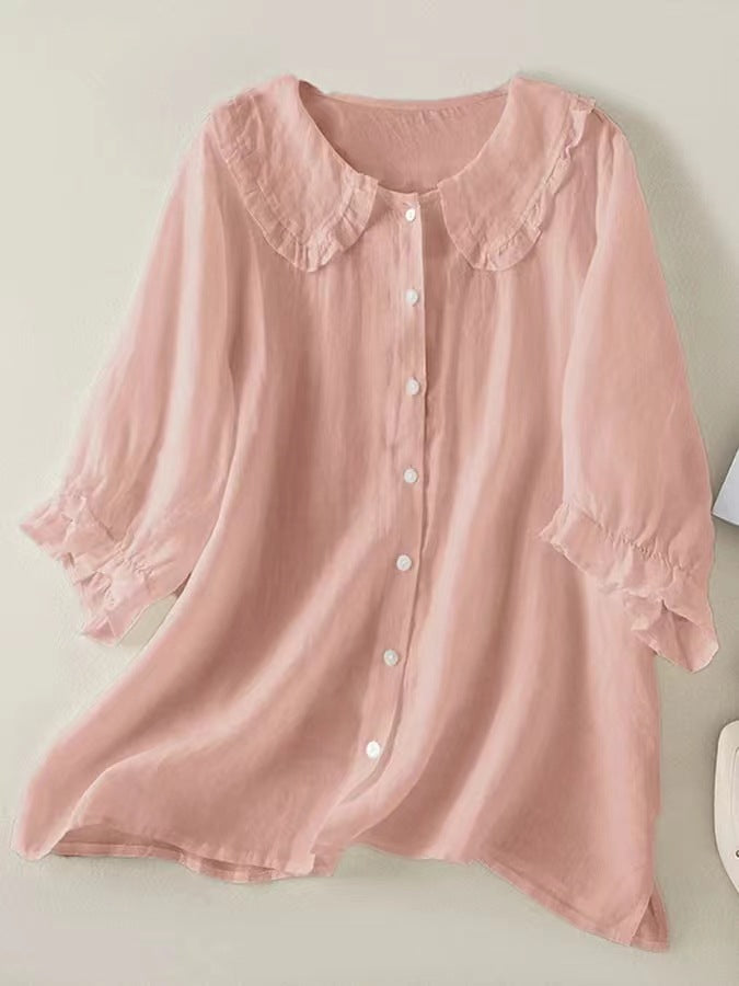 THE ELOISE | PETER PAN COLLAR COTTON SHIRT