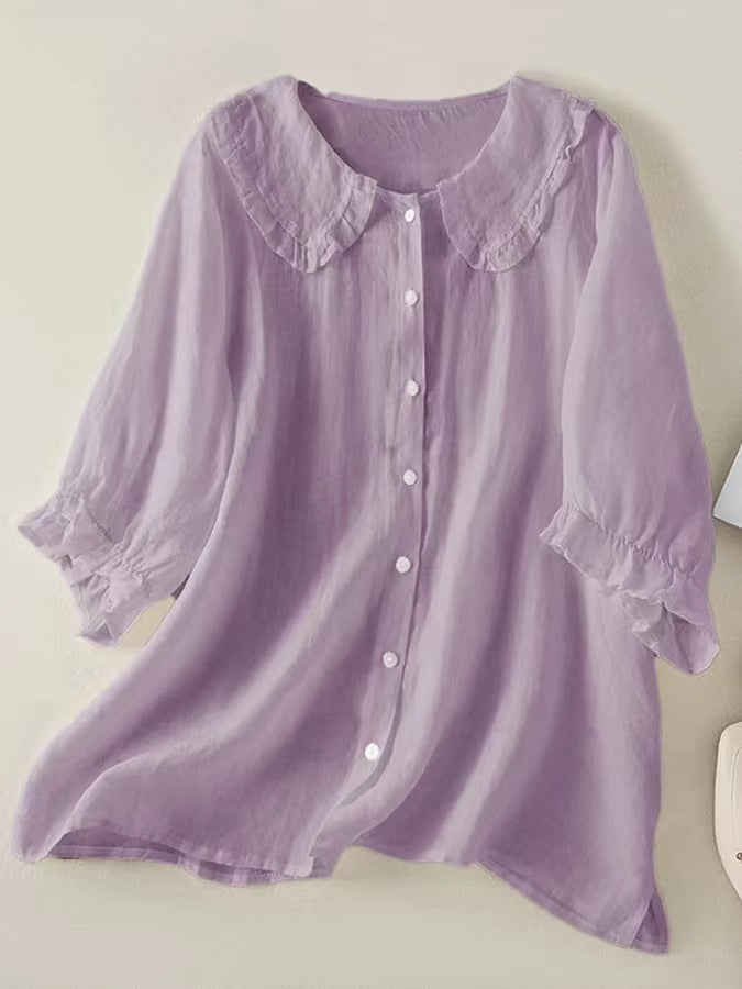 THE ELOISE | PETER PAN COLLAR COTTON SHIRT