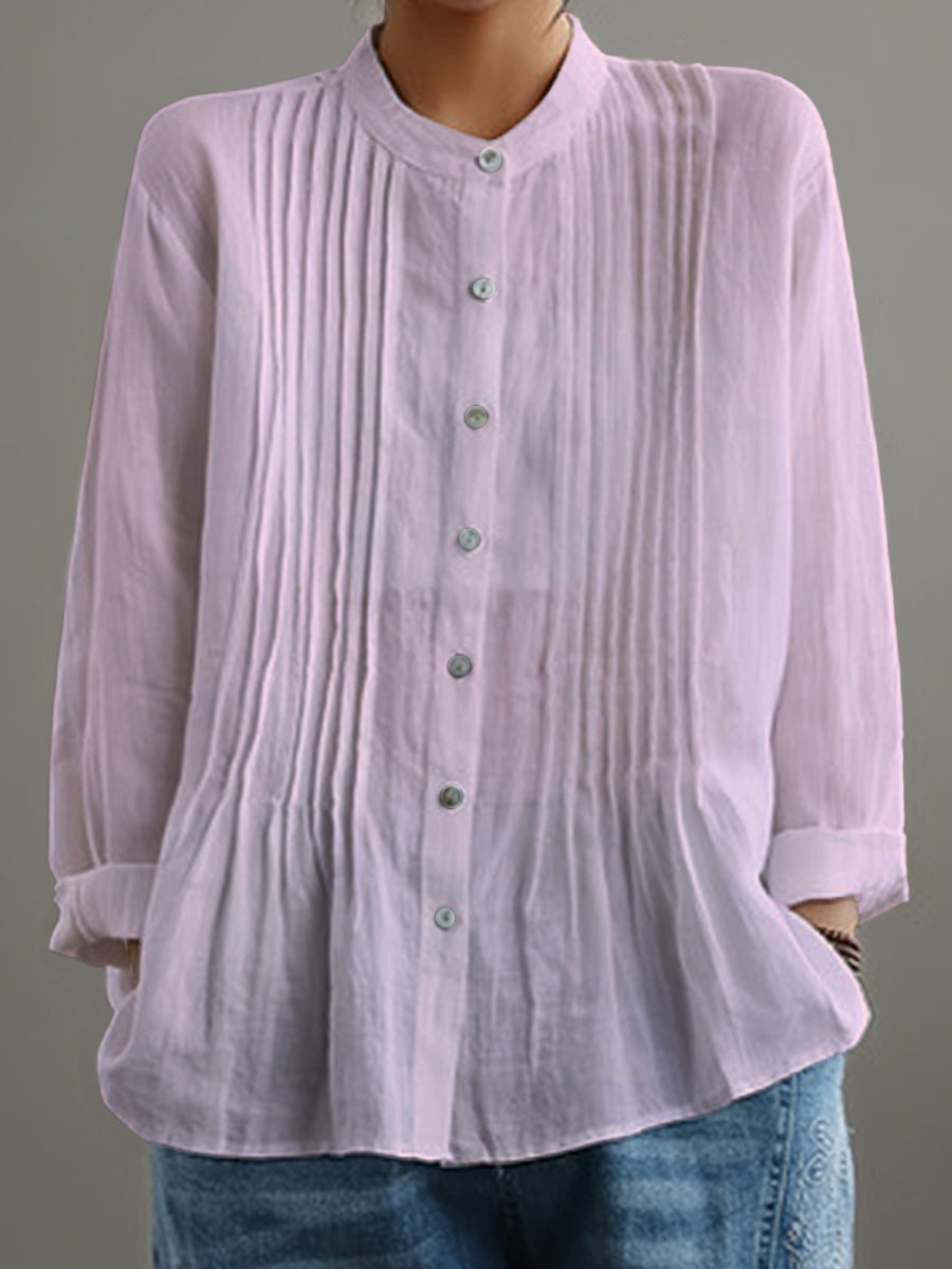THE LYRA | PLEATED COTTON-LINEN BLOUSE
