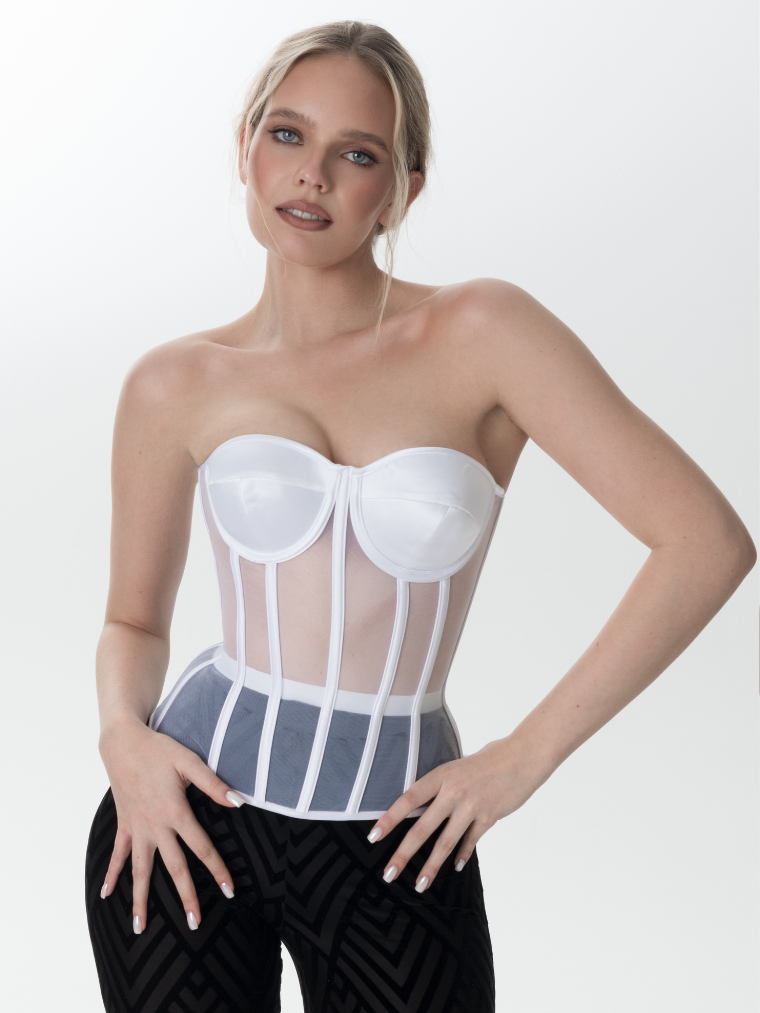 THE EVELINA | ELEGANT MESH CORSET TOP