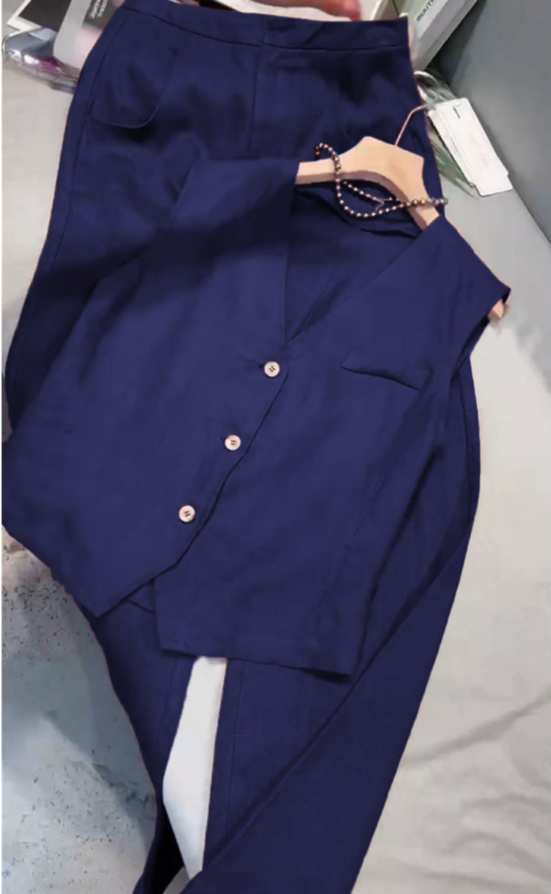 THE AURELIA | COTTON LINEN VEST & PANTS SET