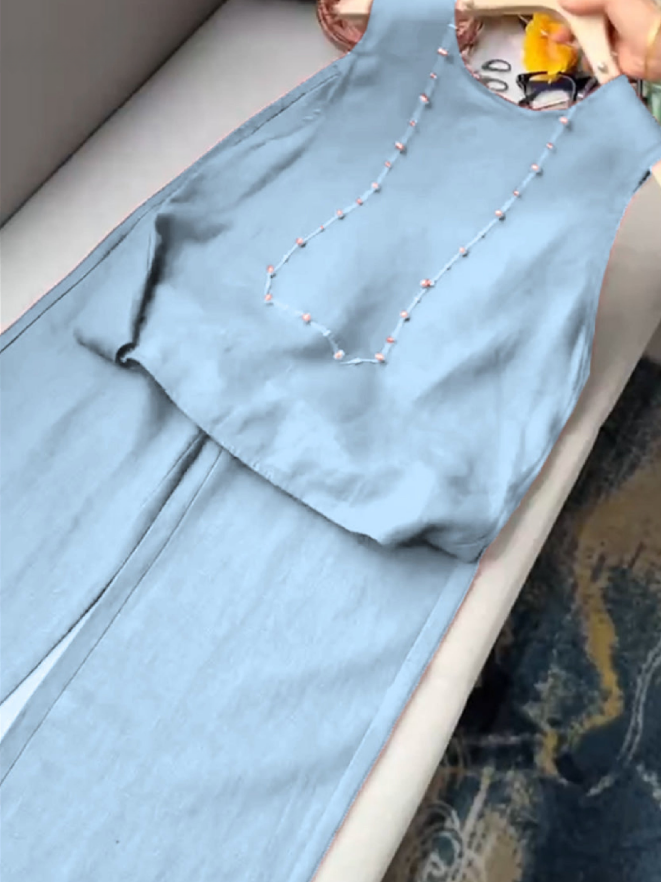THE EVARA | COTTON LINEN VEST & PANTS SET
