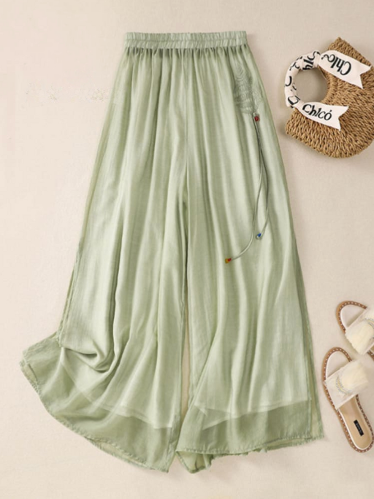 THE ELIANA | EMBROIDERED DOUBLE LAYER SLIT CULOTTES