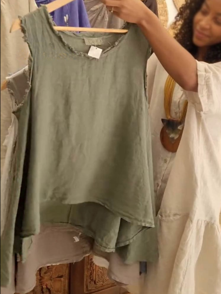 THE LIVINE | RELAXED LINEN SLEEVELESS TOP
