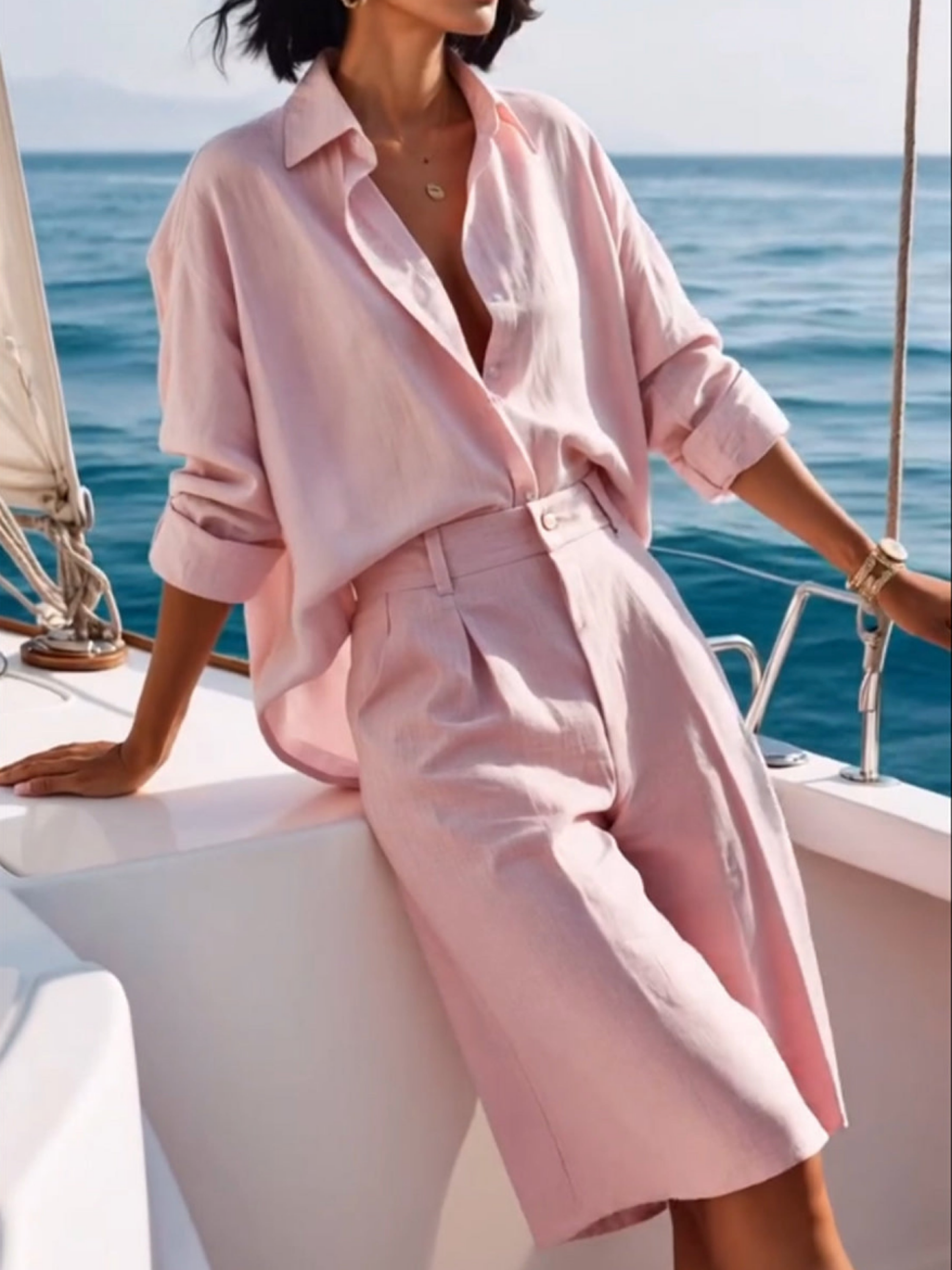 THE MARISE | COTTON-LINEN CASUAL SHIRT & PANTS SET